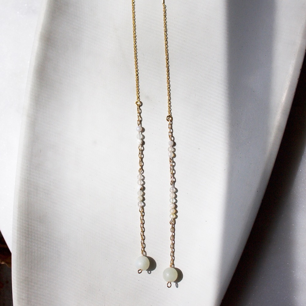 Gold Fill White Quartz Threader (Pride Series)